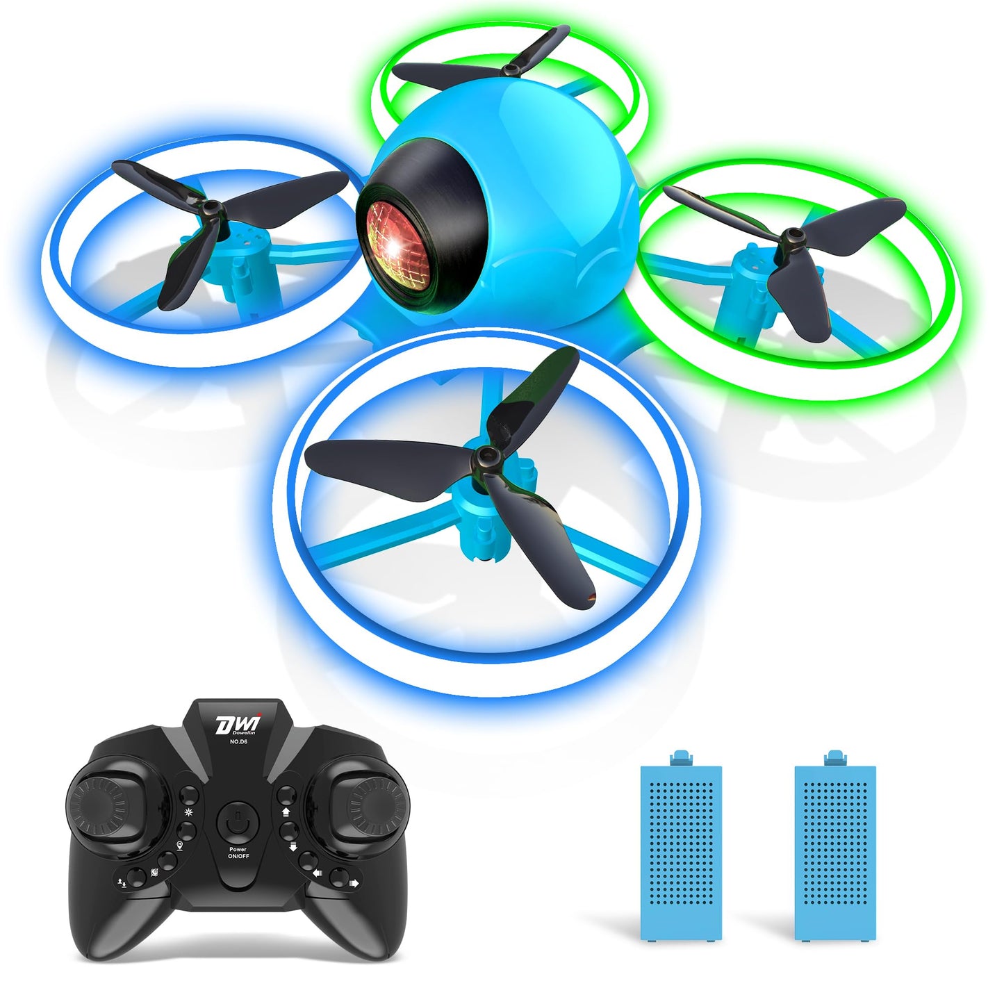 Dwi Dowellin Mini Drone for Kids, 4.9 Inch Small Flying Toys Drones with LED Light One Key Take Off Spin Flips RC Mini Drones Nano Quadcopter Long Flight Time Drones for Beginners and Adults, Blue