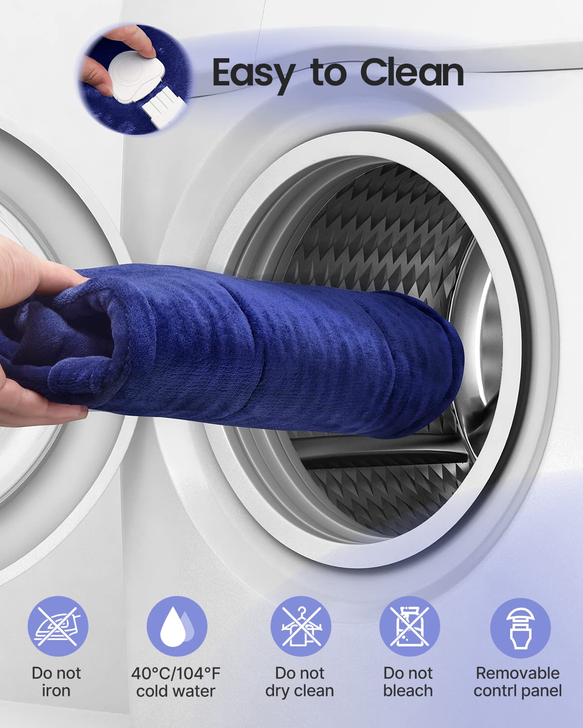 RENPHO Back Heating Pad for Back Pain Relief, Birthday Gifts for Women Men Mom Dad Grandma, Hsa Store Eligible Items, Neck and Shoulder Heat Pad, Auto Shut Off, ETL Certified, 24"x33", Dark Blue