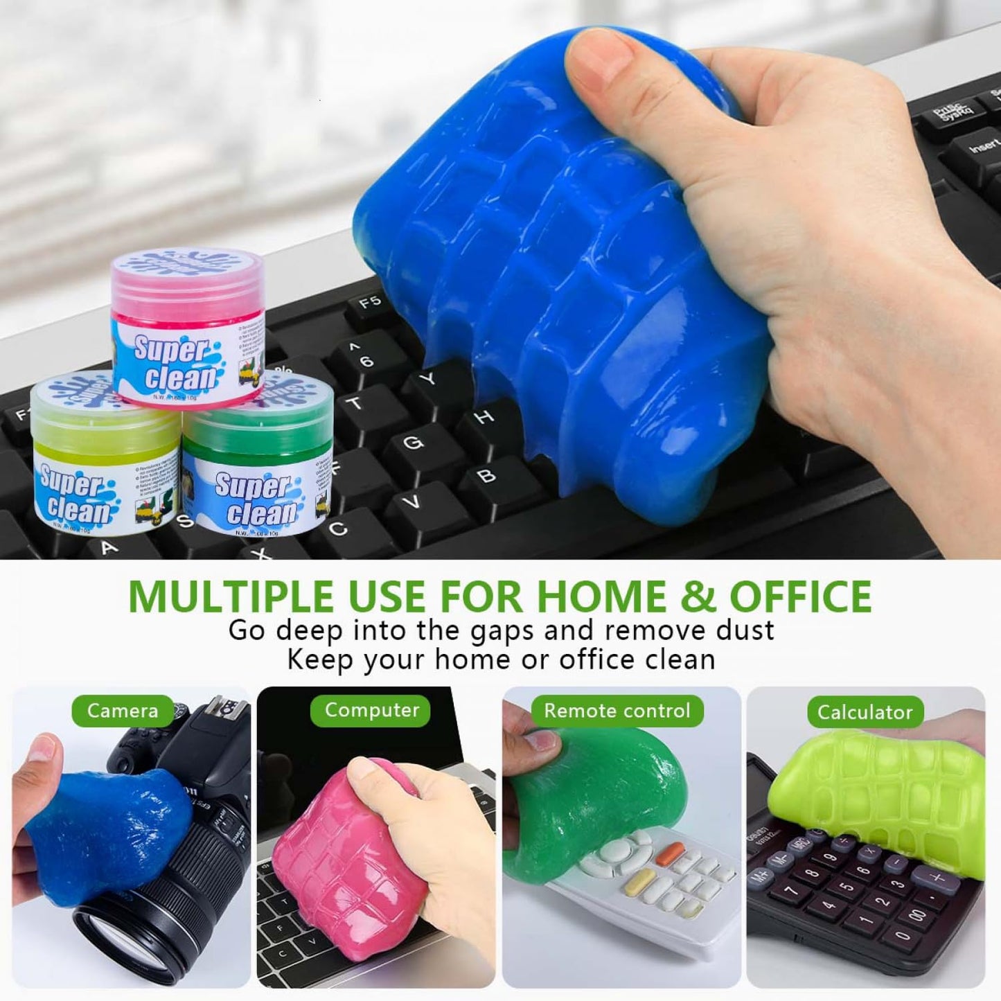 SenseYo 4 Pack Car Cleaning Gel Putty Slime Cleaner for Car Interior Detailing Keyboard Cleaner (Blue Pink Green Yellow)