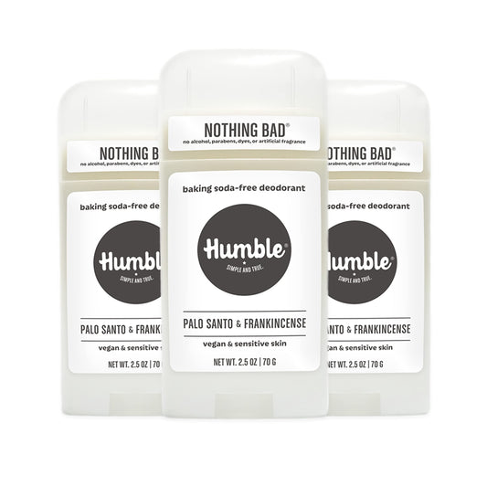 HUMBLE BRANDS Aluminum-Free Deodorant, Vegan and Cruelty- free, Formulated for Sensitive Skin, Palo Santo and Frankincense, 3 Pack, 2.5 Ounce