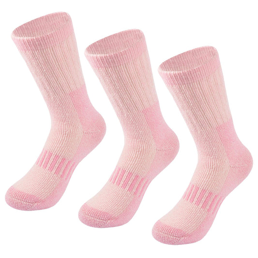 hakugoo Kids Merino Wool Socks Winter Warm Socks for Boys Girls Toddler Hiking Socks Thick Thermal Snow Ski Socks Crew Boot Socks 4-7 Years Old Pink 3 Pairs（S）
