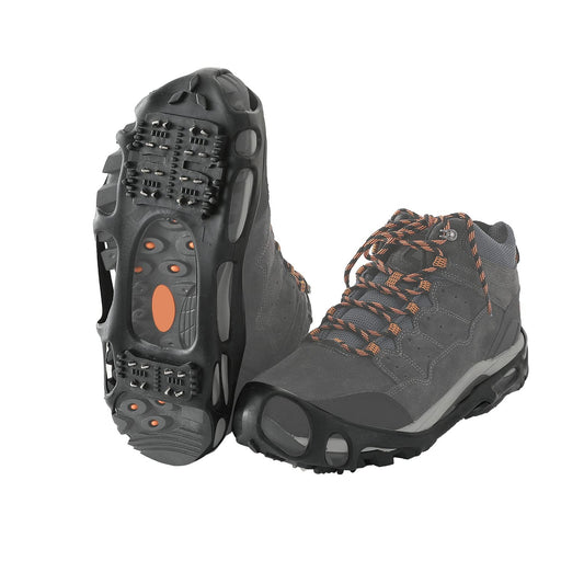 Crampons Ice Cleats Snow Traction Cleats for Walking on Snow and Ice Women Men Winter Outdoor Anti Slip Ice Grips for Hiking Fishing Climbing Boots Shoes (Black, X-Large[Women:11.5-14/Men:10.5-13)