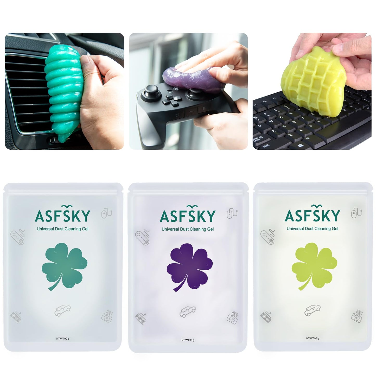 ASFSKY Cleaning Putty Car Cleaning Gel for Car Detailing Car Slime Cleaner Dust Cleaning Mud Universal Cleaning Gel for Vents, Dashboard, Car Cleaning Putty 3 Pack