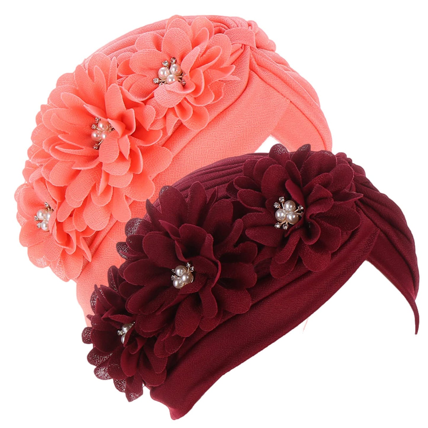 Qianmome Womens Sequin Flower Turban Elegant Muslim Beanie Head wrap Chemo Cap