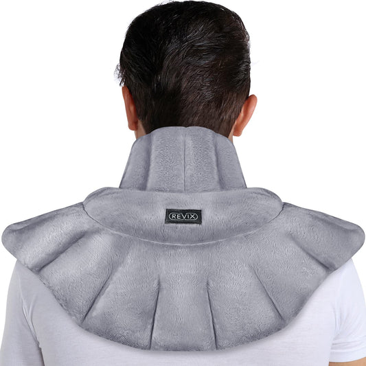 REVIX Microwavable Heating Pad for Neck Shoulders and Back, Microwave Heated Neck Wrap with Moist Heat, Light-Gray