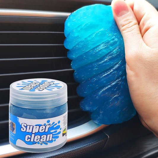 HFZRZFH Multipurpose Cleaning Gel for Car and Home - Professional Auto Detailing Putty, Keyboard Cleaner, Reusable, Eco-Friendly, Biodegradable, Lemon Scented, 5.6 oz (Blue)