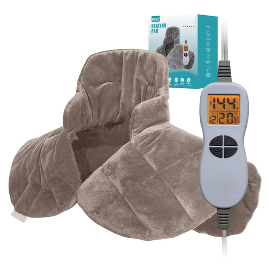 Ruqiji 19" x 24" Weighted Neck&Shoulder Heating Pad, 2.5lbs with 12 Temperature Settings&Countdown timer,Pain Relief for Neck/Shoulders/Menstrual Pain, Christmas Gifts for Women Men Mom Dad(Light Tan)