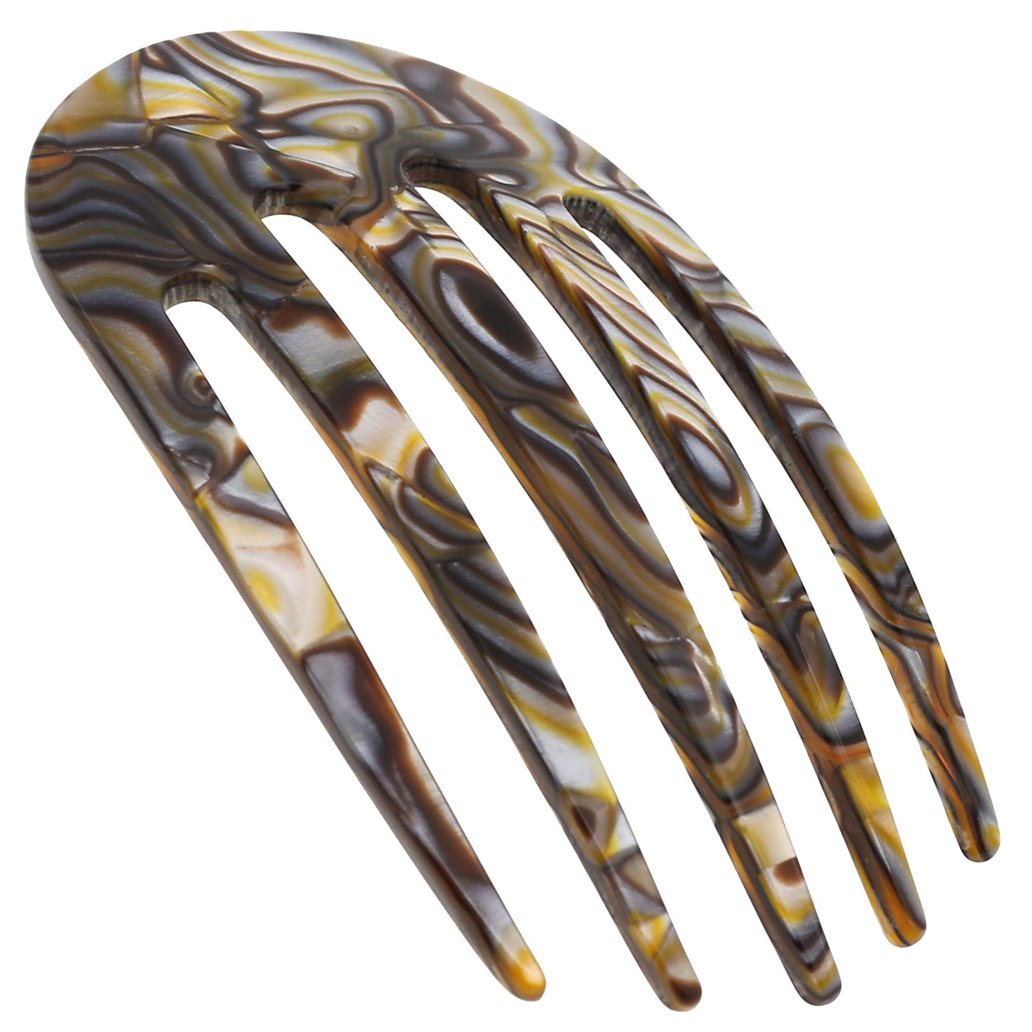 Camila Paris CP3399 French Hair Side Comb Small Rounded, Onyx, Handmade French Twist Hair Combs, Strong Hold Hair Clips for Women Bun Chignon, No Slip Styling Girls Hair Accessories Made in France