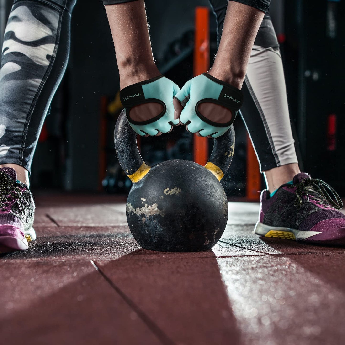 RYMNT Minimal Weight Lifting Gloves,Short Micro Workout Gloves Grip Pads with Full Palm Protection & Extra Grip for Men Women Weightlifting,Gym,Exercise Training.Aqua-Small