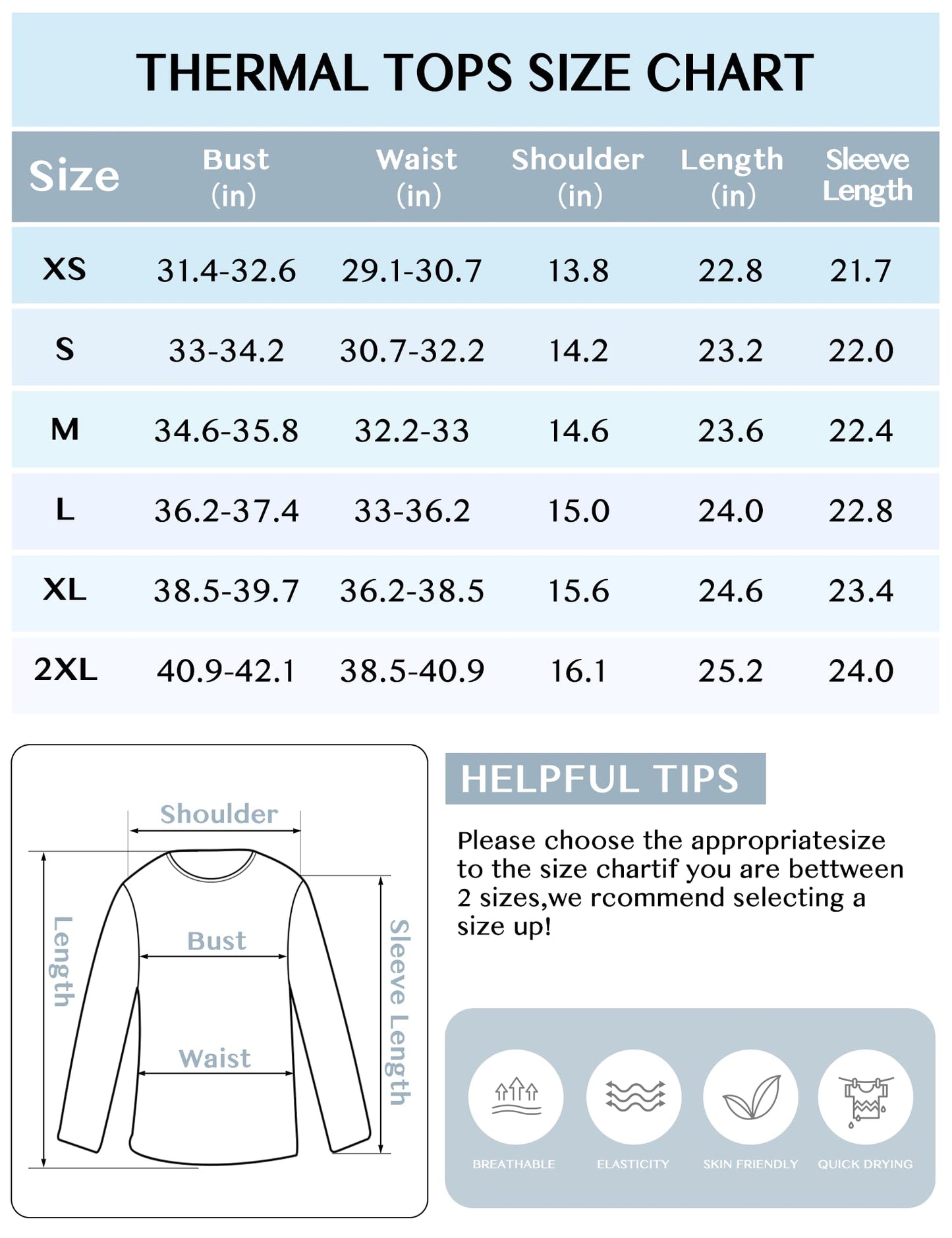 YOGINGO Women's Long Sleeve Thermal Underwear Lightweight Compression Base Layer Warm Shirt 2023 Stretchy Durable Women Fashion Clothing Fall Winter Fashion Premium Comfort XS-2XL Winter Tops White