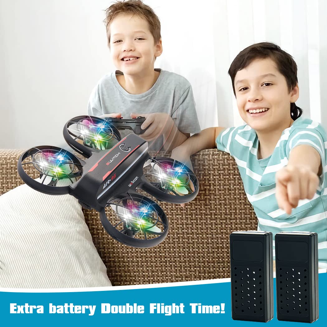 JIETENGFEI RC Drone with Altitude Hold and Headless Mode,Quadcopter with Blue&Green Light,Propeller Full Protect,2 Batteries and Remote Control,Easy to fly Kids Gifts Toys for Boys and Girls