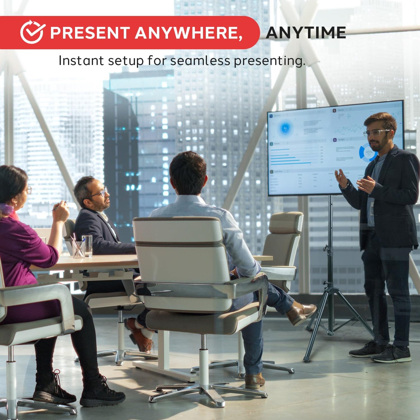 Pyle Premium LCD Flat Panel TV Tripod Stand, Portable & Foldable TV Mount for LCD/LED Flat Screen TVs up to 32", Adjustable Height, 88.8 lbs Capacity, VESA 100x200/200x200 - (PTVSTNDPT3215)