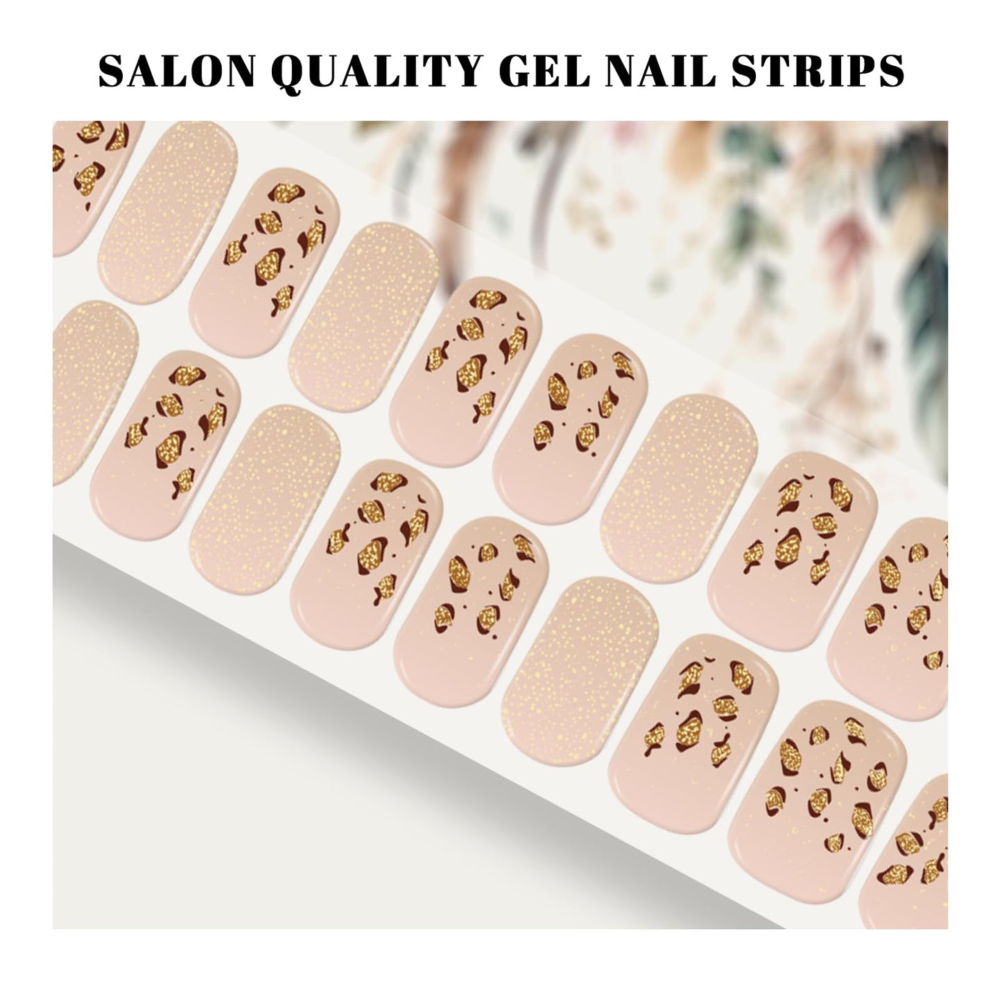 OAUEE Semi Cured Gel Nail Strips | 20 Gel Nail Stickers | Gel Nail Stickers with UV Light Required | Salon Quality, Easy Application and Removal（Leopard Print）