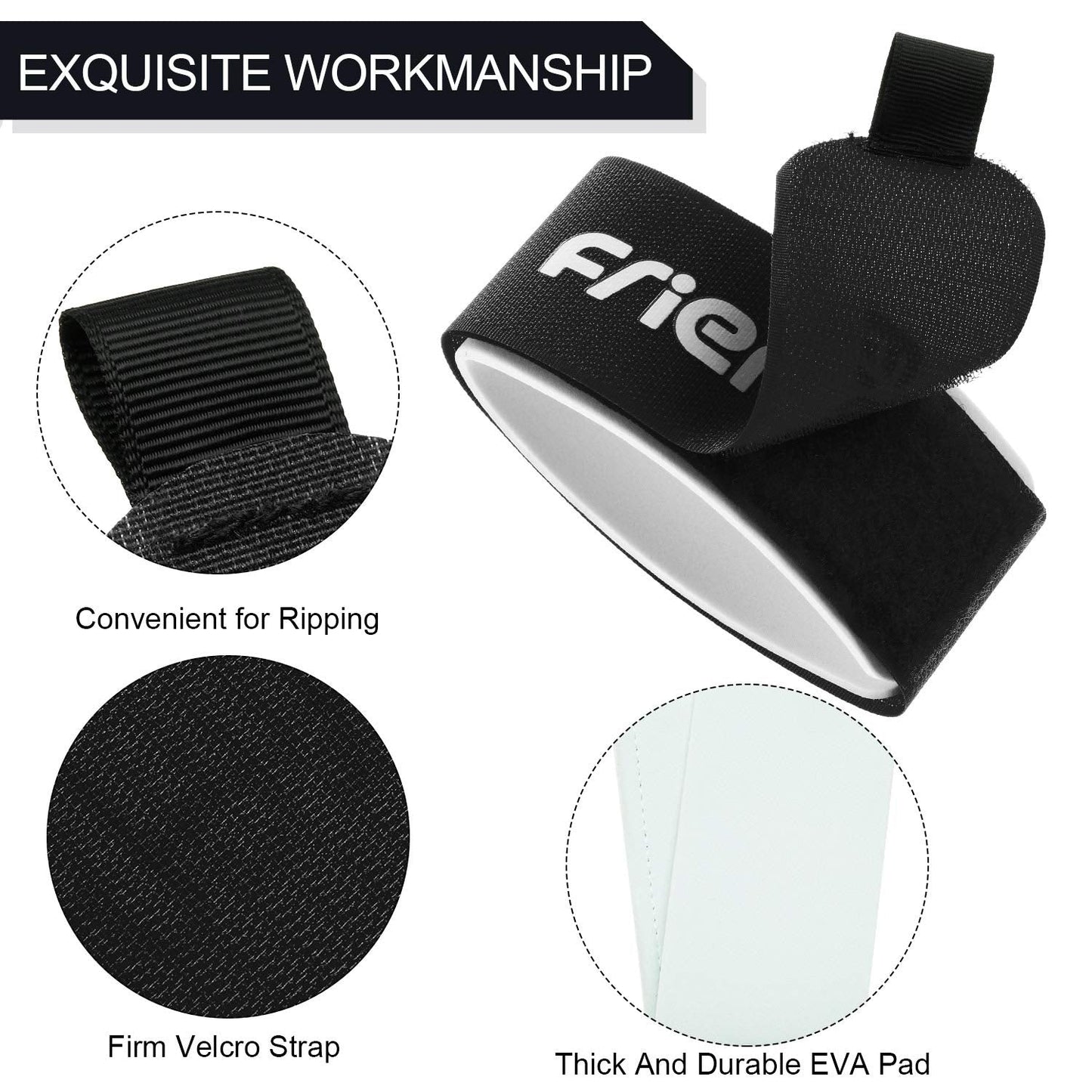 Frienda 6 Pcs Winter Ski Straps Fasteners Tape Adjustable Ski Wraps Ties for Families Christmas Holiday(Black)