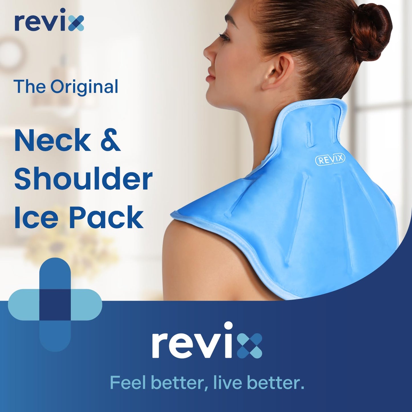REVIX Ice Pack for Neck and Shoulders Upper Back Discomfort, Large Neck Ice Pack Wrap with Soft Plush Lining, Reusable Gel Cold Compress for Post-Workout Recovery, Blue