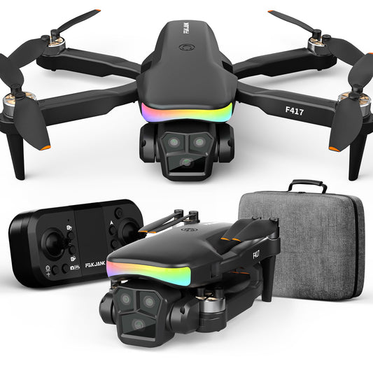 F417 Drone with Camera 1080P for Beginners and Adults,RGB LED Light 90°Electric Adjustable Lens,FPV Drone Mini RC Quadcopter with Live Video Camera,360° Flip,One Key Take Off/Land,Carry Case,Black