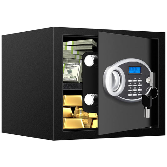 1.2 Cuft Safe Box Fireproof Waterproof for Home, Fire proof Safes with Digital Keypad, Spare Keys and Removable Shelf, Security Fire Safe for Money Firearms Medicine Valuables