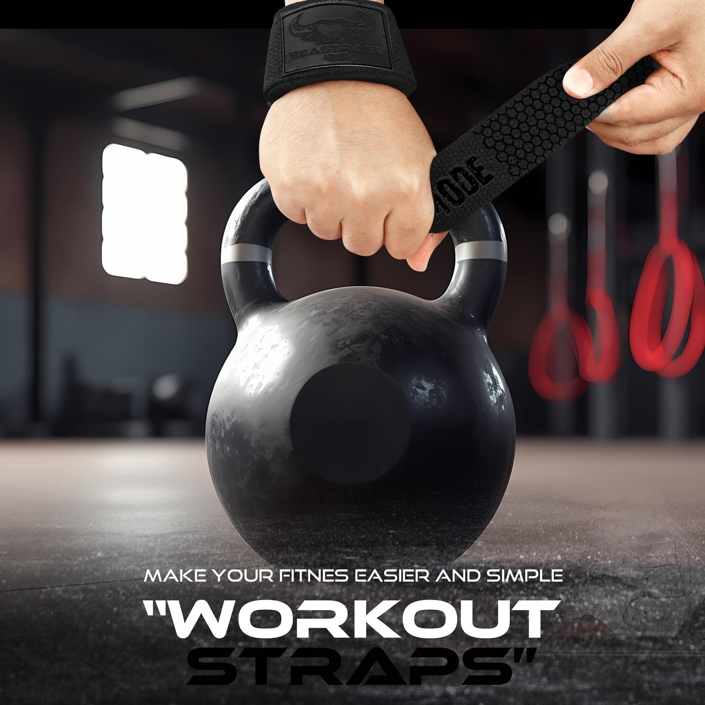 BEAST RAGE Lifting Straps for Weightlifting, Weight Lifting Straps Gym Power Workouts Lifting Wrist Straps Padded Cotton Men Women Support Lifters Deadlift Straps Hard Pull Exercise Straps (Black Gel)