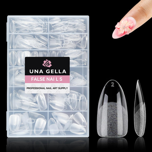 UNA GELLA Almond Nail Tips, 312pcs Medium Pointed Almond Fake Nails Tips Pre-shape Half Matte Full Cover Clear Acrylic Press On Nails No C Curve For Nail Extension Nail Art DIY Salon 12 Sizes