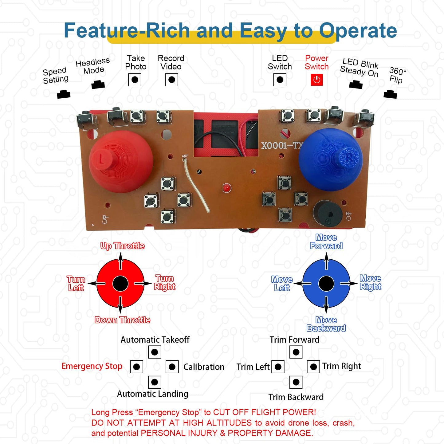 Quadrotor Drone DIY Kit: A Unique STEM Project with Brushless Motor, Optical Flow Hovering, One-Click Takeoff and Landing, and 360° Flip for DIY Enthusiasts to Learn Drone Basics