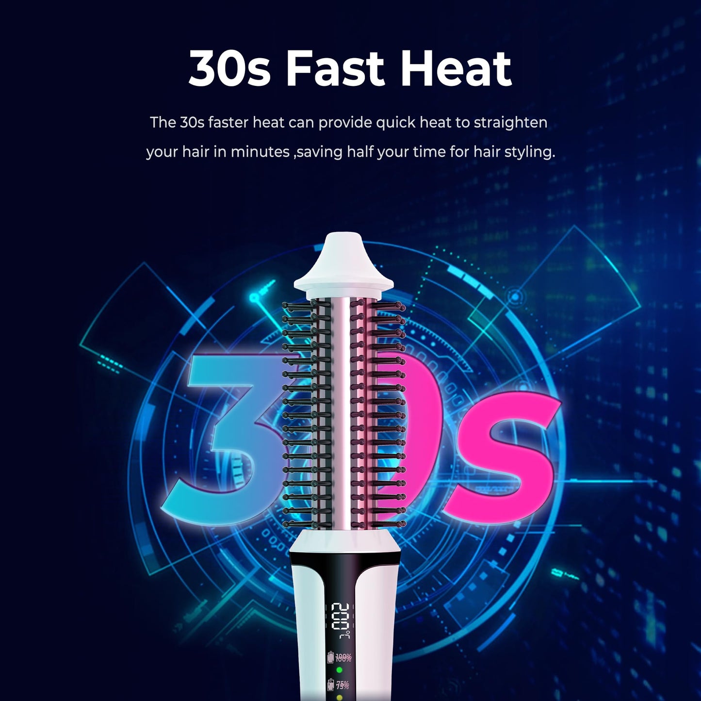 Cordless Curling Brush,4000 mAh USB Cordless Hair Curler with 3 Temp Setting Mini Travel Curling Iron Rechargeable, Ceramic Battery Powered Curling Iron