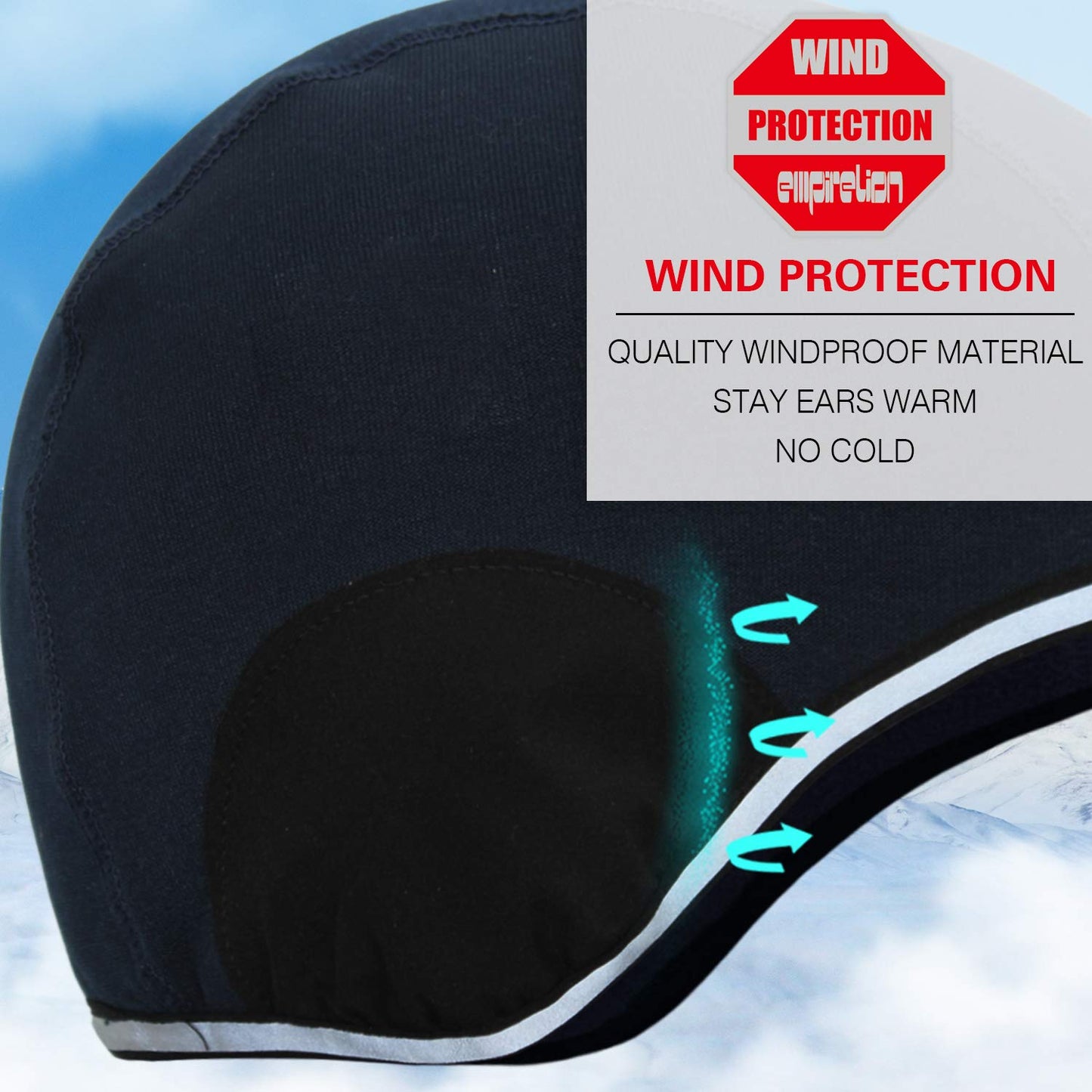 EMPISPORTS Thermal Helmet Liner Skull Cap Ears Windproof Protection Winter Warm Cycling Running Skiing Beanie Winter (Black + DK Grey Mel., 2)