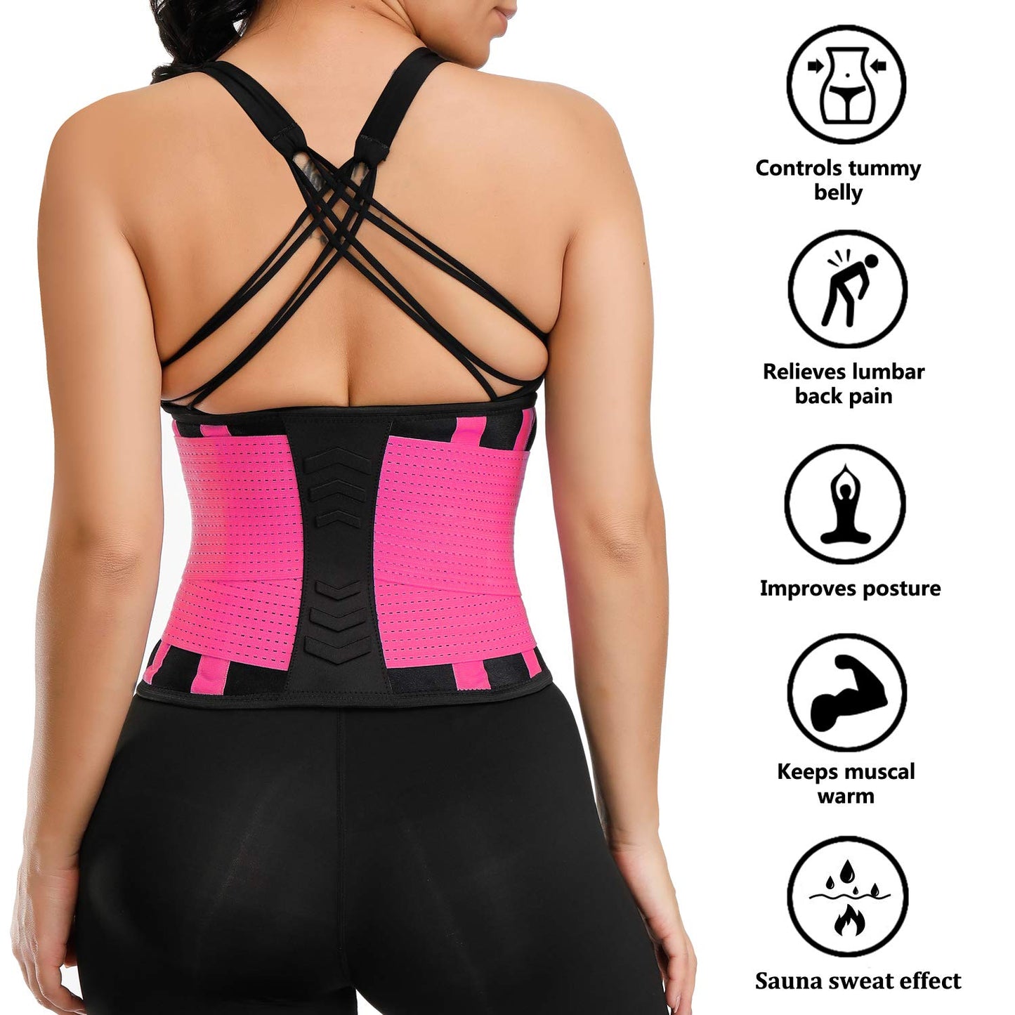 VENUZOR Waist Trainer Belt for Women - Waist Cincher Trimmer - Slimming Body Shaper Belt - Sport Girdle Belt (UP Graded) (Z1-FL Pink, Small)