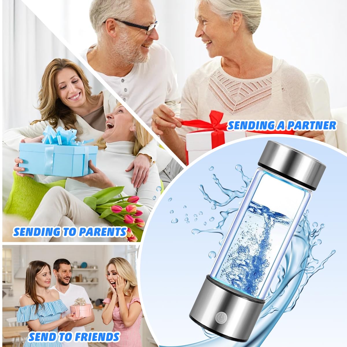 H2next Hydrogen Water Bottle 2025 - H2next Hydrogen Revitalizer,14 Oz Rechargeable Portable H2next Hydrogen Water Bottle Generator, 6000+PPB, Pure for Your Health with Every Bite