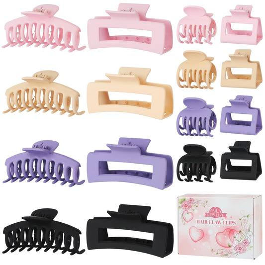 16 Pcs Nonslip Banana Clips for Women - Large and Small Matte Claws with Strong Hold for Thin, Thick, or Curly Hair