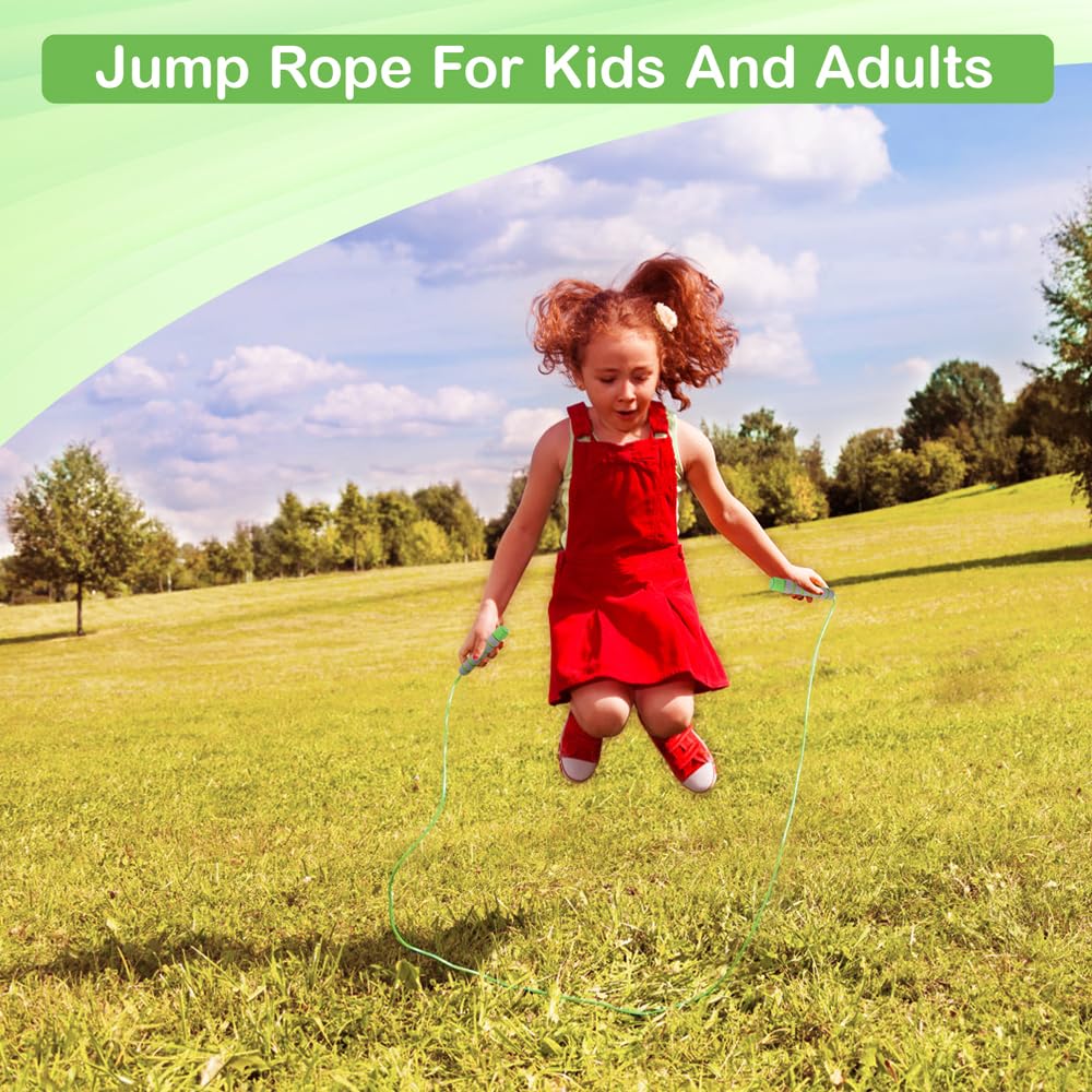 Jump Rope for Kids - Adjustable Soft Skipping Rope with Skin-Friendly Foam Handles for Kids, Boys, Girls, Children - Outdoor Fun Activity, Great Party Favor, Exercise Activity & Fitness