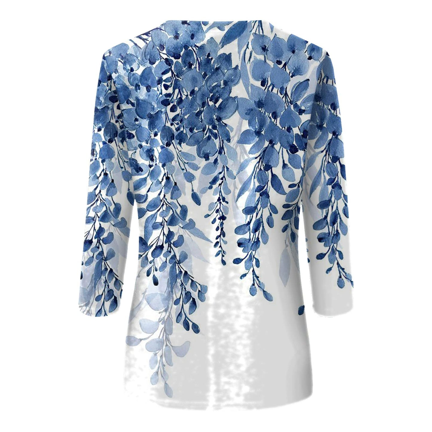 3/4 Sleeve Top Women's Blouses Crewneck 3/4 Sleeve Shirts Casual Loose Tops Navy Small