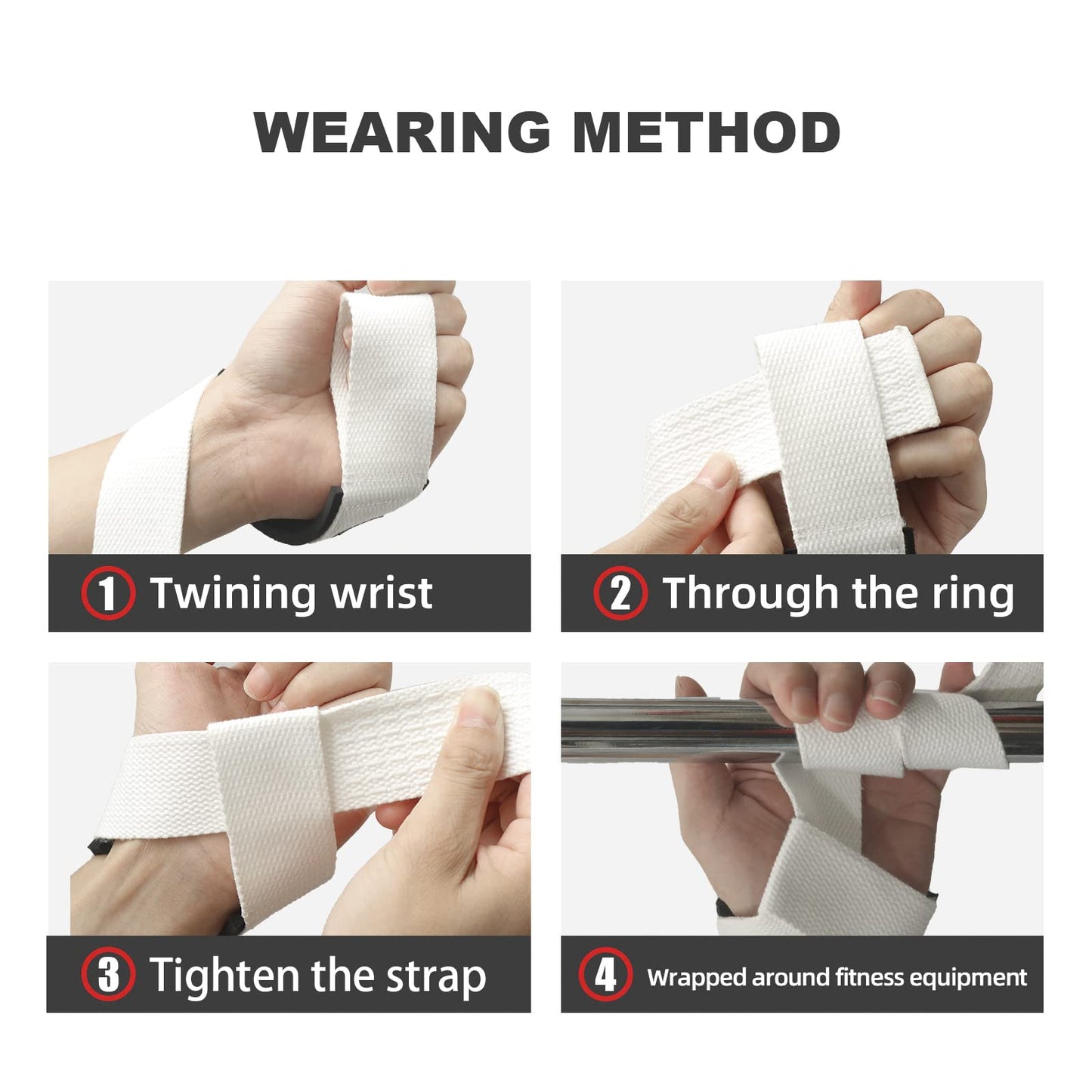 SKDK Cotton Hard Pull Wrist Lifting Straps Grips Band-Deadlift Straps with Neoprene Cushioned Wrist Padded and Anti-Skid Silicone - for Weightlifting, Bodybuilding, Xfit, Strength Training (White)