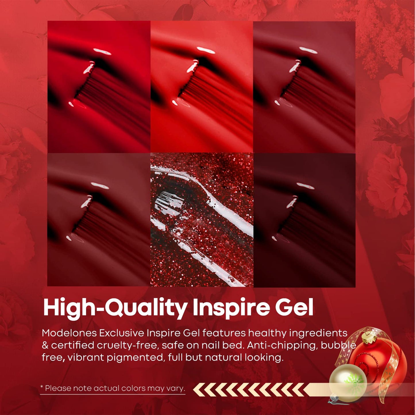 modelones Gel Nail Polish Kit -6 Colors Red Gel Polish Set Burgundy Glitter Sparkle Bloody Soak Off Gel Nail Kit Manicure DIY Nail Art Salon Home Gift