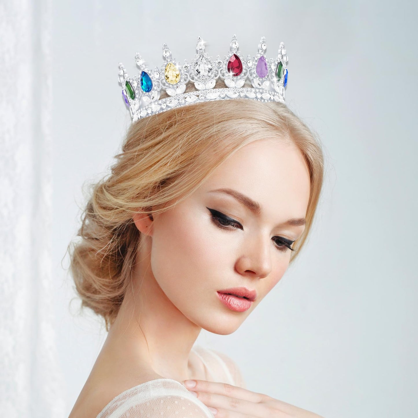 YOUlDIANZI Queen Crown Rhinestone Wedding Crowns and Tiaras for Women Costume Party Hair Accessories Princess Birthday Crown Crystal Bridal
