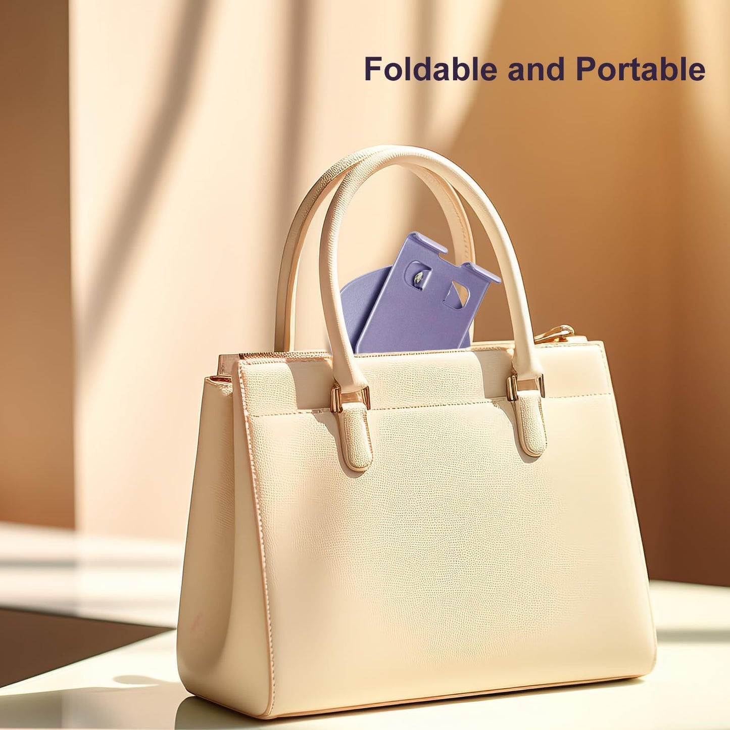 ONCHEER 360°Rotating Phone Holder for Desk, Portable & Foldable Cell Phone Stand for Office & Kitchen, Adjustable Tablet Stand for All Mobile Phones, iPhone, iPad, Nintendo Switch (Metal Purple)