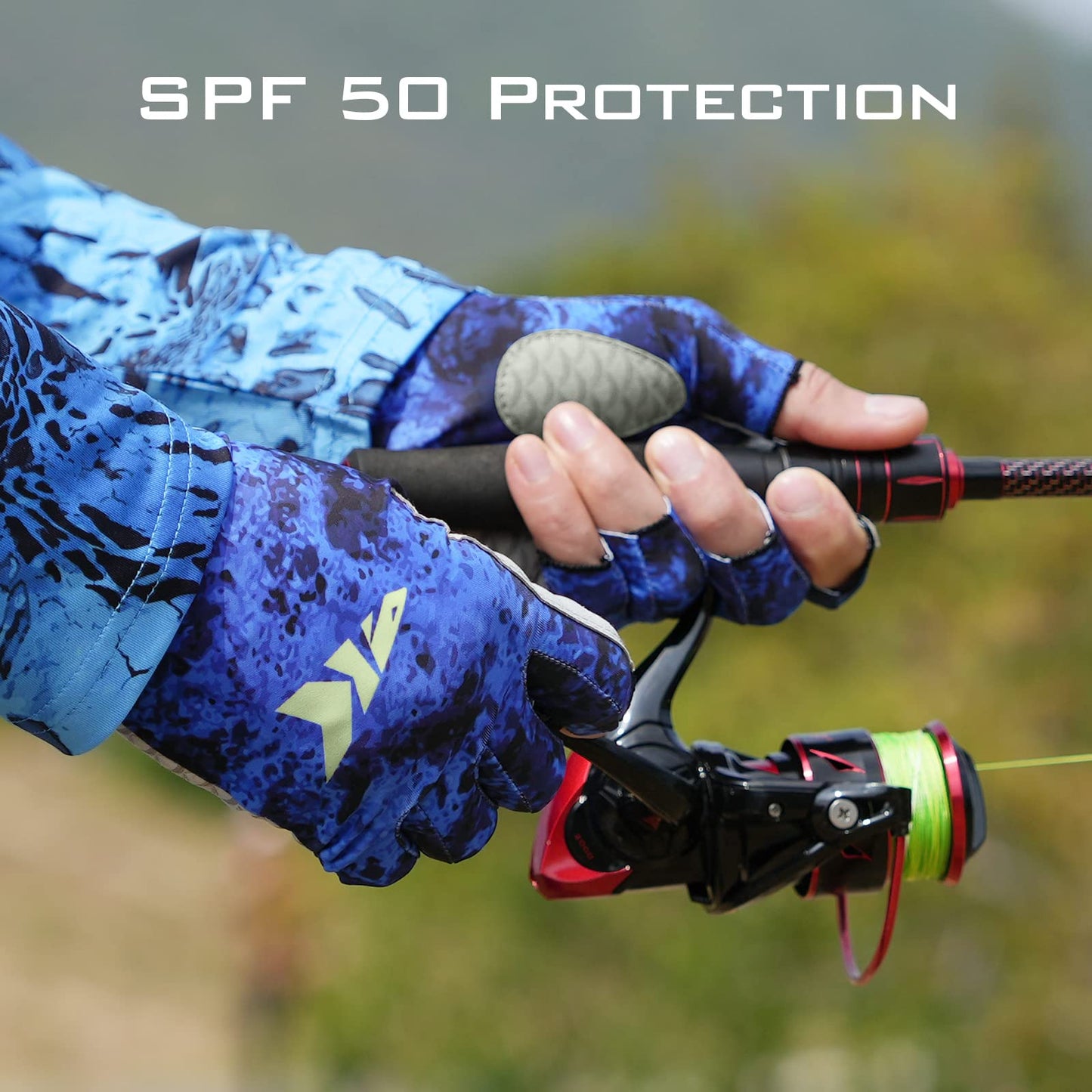 KastKing La Sal Fishing Gloves UPF50+ Sun Gloves UV Protection Fingerless Gloves Men Women for Outdoor, Kayaking, Rowing, Paddling, Canoeing, Hunting