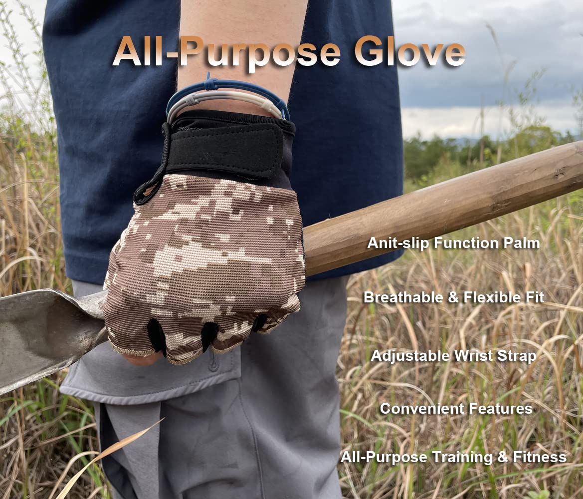 Fingerless Gloves Bicycle Gloves, Tactical Gloves Airsoft Gloves Training Gloves Fishing Gloves, Biking Gloves Men & Women (Tan, Small)