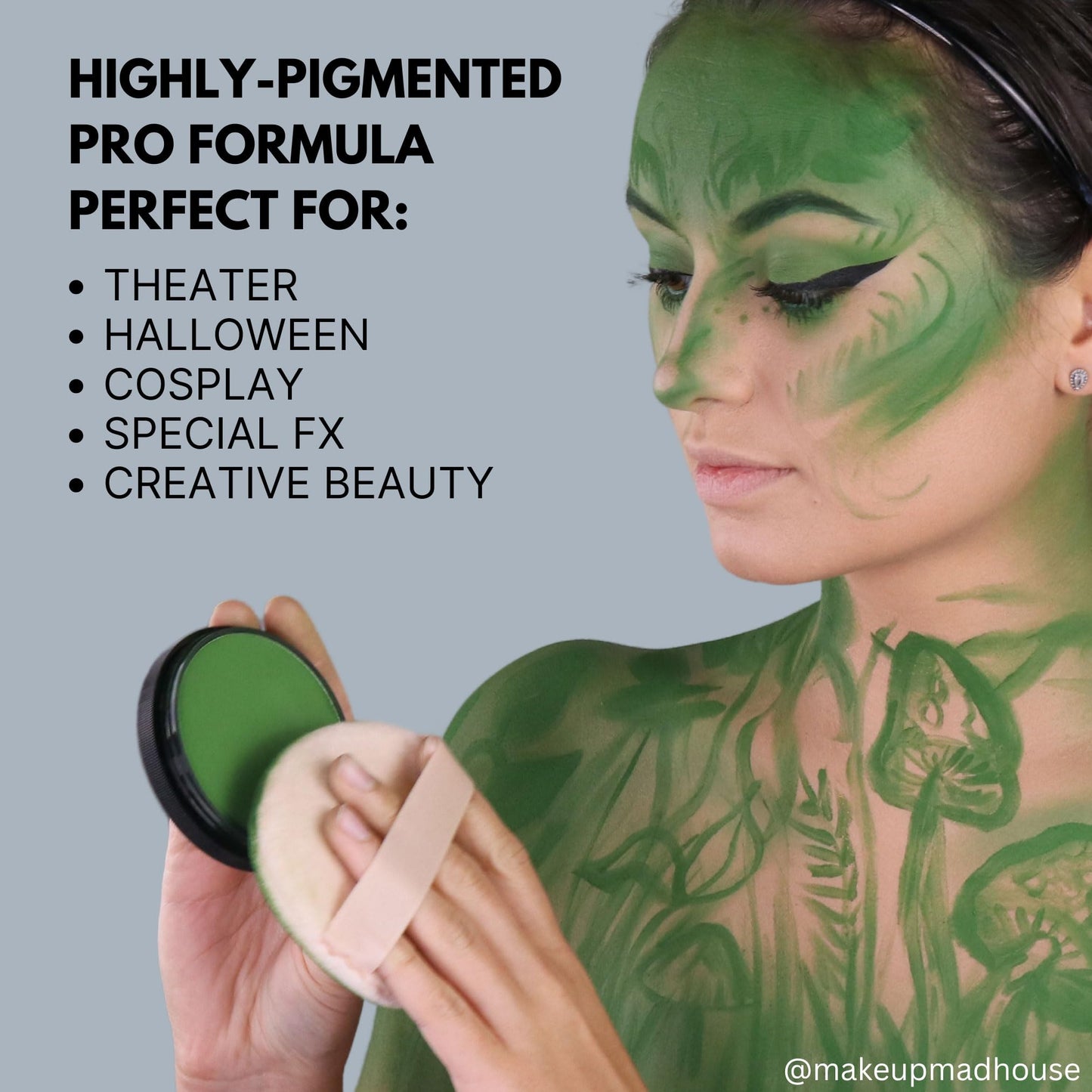 Mehron Makeup StarBlend Cake Makeup | Wet/Dry Pressed Powder | Powder Foundation | Monster Grey Face Paint & Body Paint 2 oz (56g)