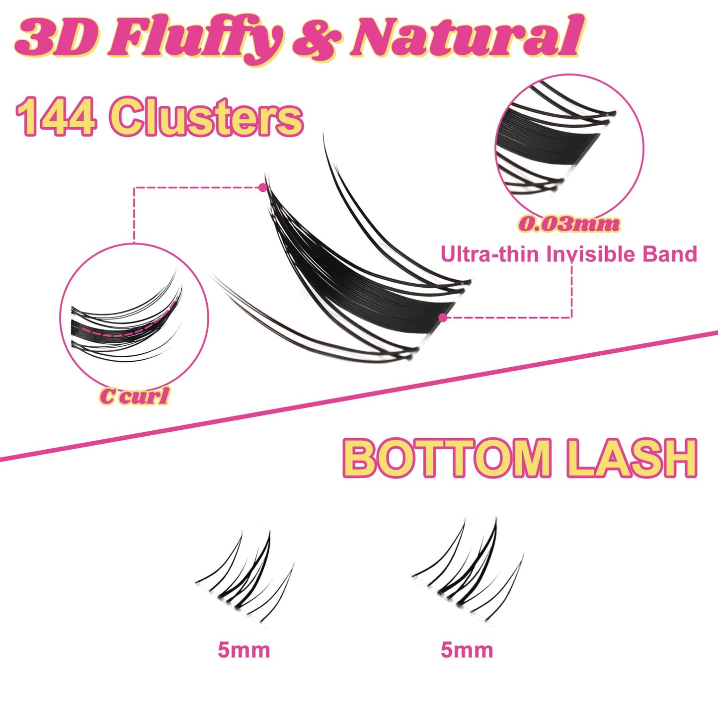 Fowendia Manga Lash Clusters Kit 8-18mm Fairy Eyelash Clusters DIY Lash Extension Kit Waterproof Anime Lashes Ultra-Thin Invisible Band 0.3mm Individual Cluster Eyelash Extensions, Wanna Be-Kit