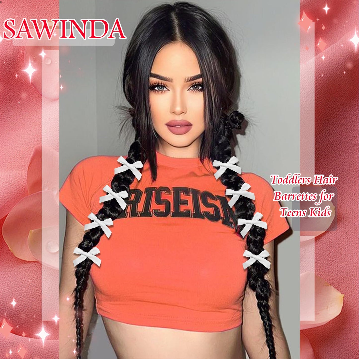 SAWINDA Mini Ribbon Bowknot Barrettes - 30PCS Metal Y2k Cute Black & White Claw Clips & Hair Accessories for Women Girls