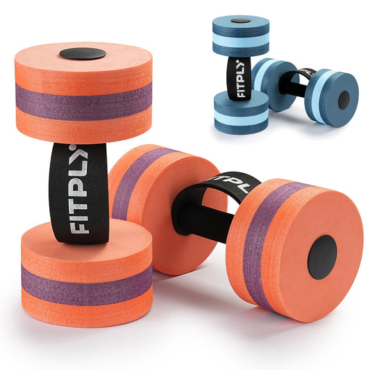 Fitply Water Weights Aquatic Pool Dumbbells for Pool & Water Exercise - EVA Foam Pool Weights, 2PCS Lightweight Water Dumbbells, Swim Weights and Water Aerobics Weight Loss Pool Exercise Equipment