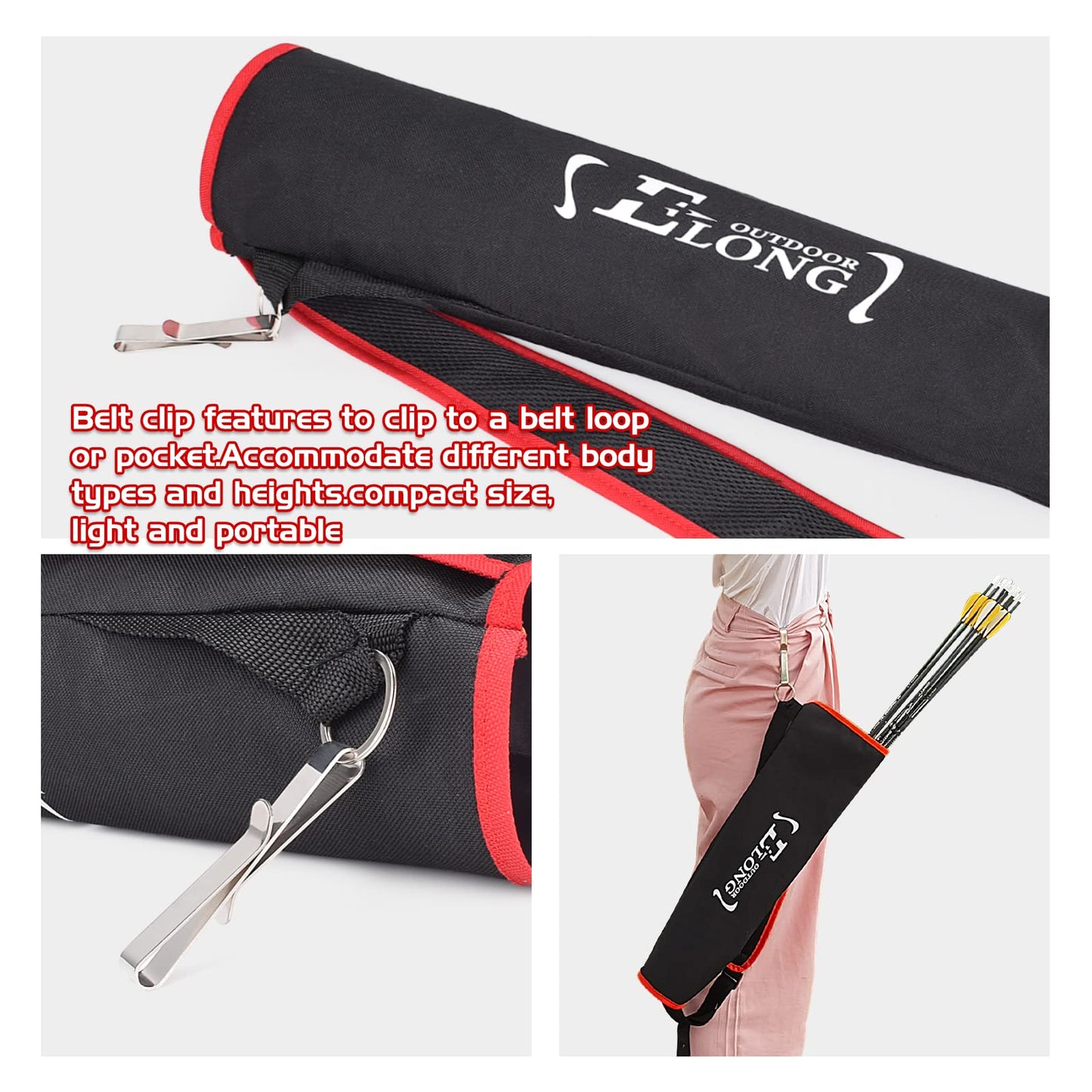 ELONG Adjustable Archery Back Arrow Quiver Holder - Upgraded Quiver Arrows for Compound Recurve Bow and Hunting Target Practicing Youth and Adults