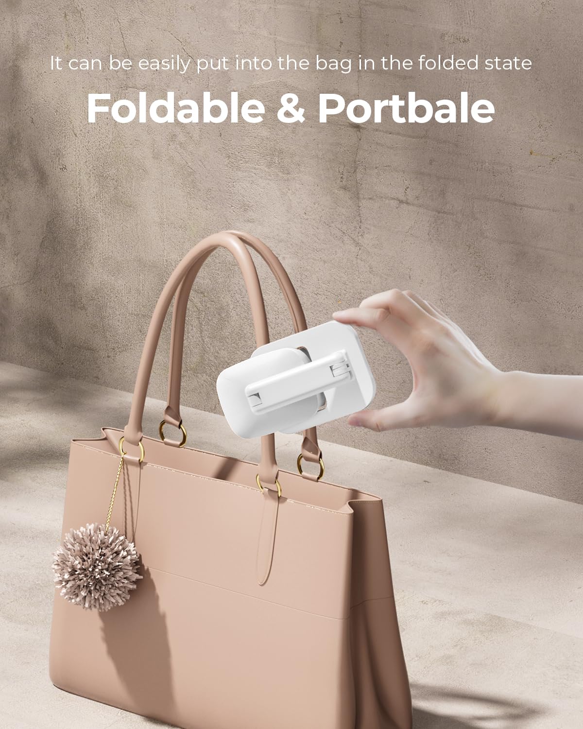 SupeDesk Foldable Phone Stand, Adjustable Cell Phone Holder, with Anti-Slip Strips, Portable Phone Stand for iPhone, Samsung, All Smartphones, White