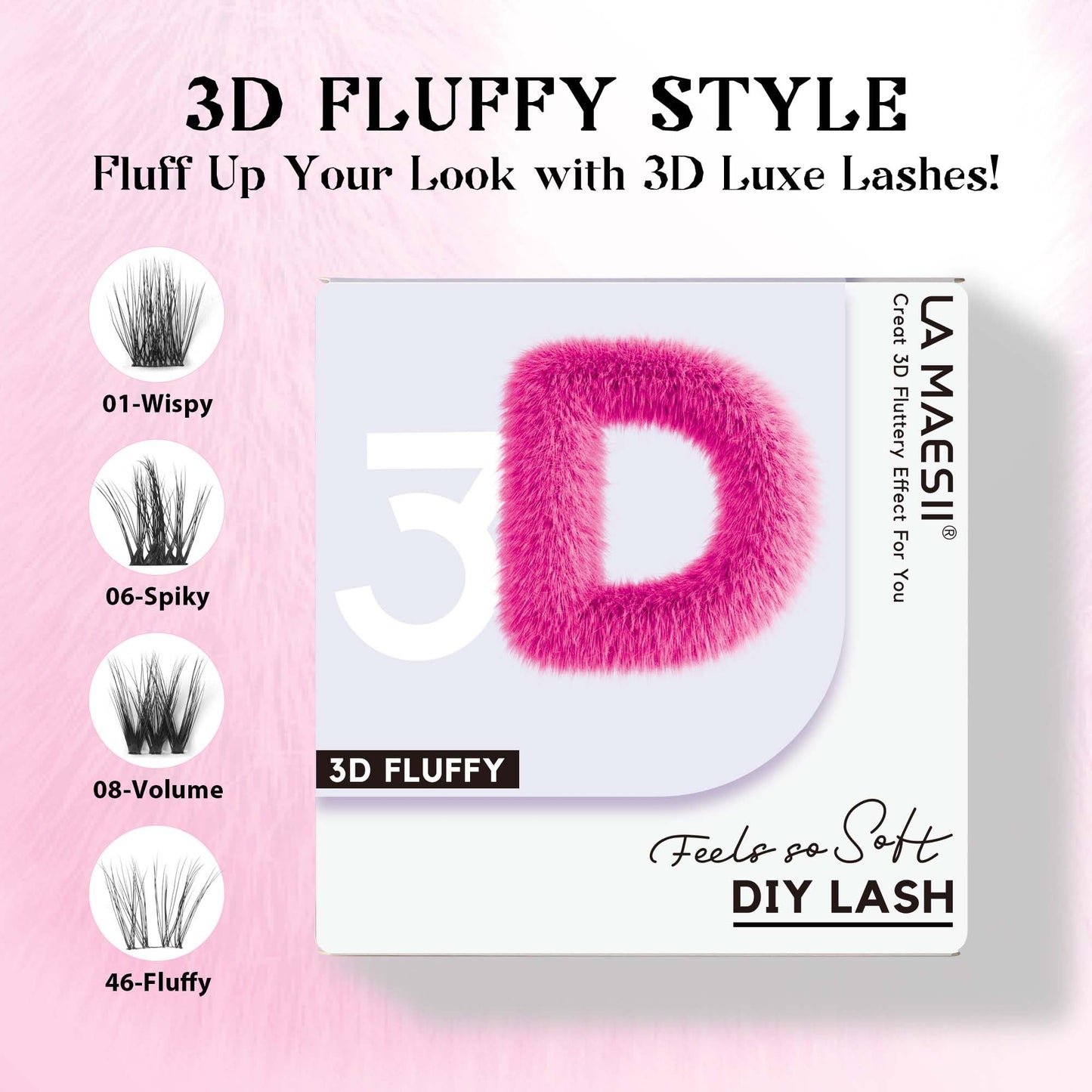 LA MAESII Lash Clusters, 3D Wispy Cluster Eyelash Extensions Fluffy DIY Cluster Lashes Eyelash Clusters, 10-14mm Multi-layer Individual Lashes Soft Thin Band Reusable (06)