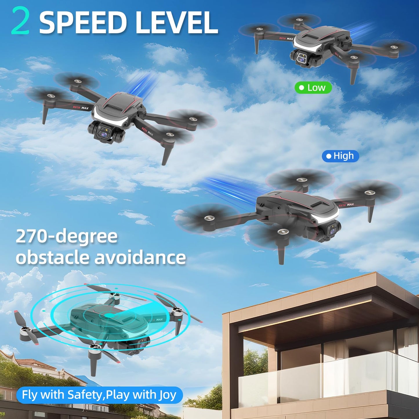Drone with Camera for Beginner,Brushless Motor 1080P HD Drones for Adult&Kids, Drone with Optical Flow Localization, Altitude Hold, RC Quadcopters Drone with Obstacle Avoidance &One Key Take Off/Land(2 1800mAh battery)