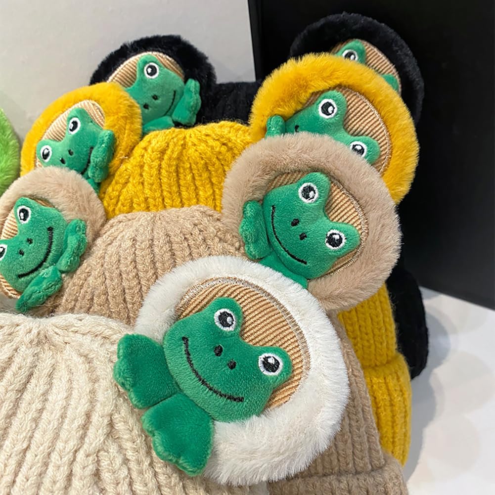 Knit Frog Hat Winter Hats Warm Winter Hats for Women Cute Animal Skull Hat Cap Slouchy Beanie Cap Beanies Women 2023 Green
