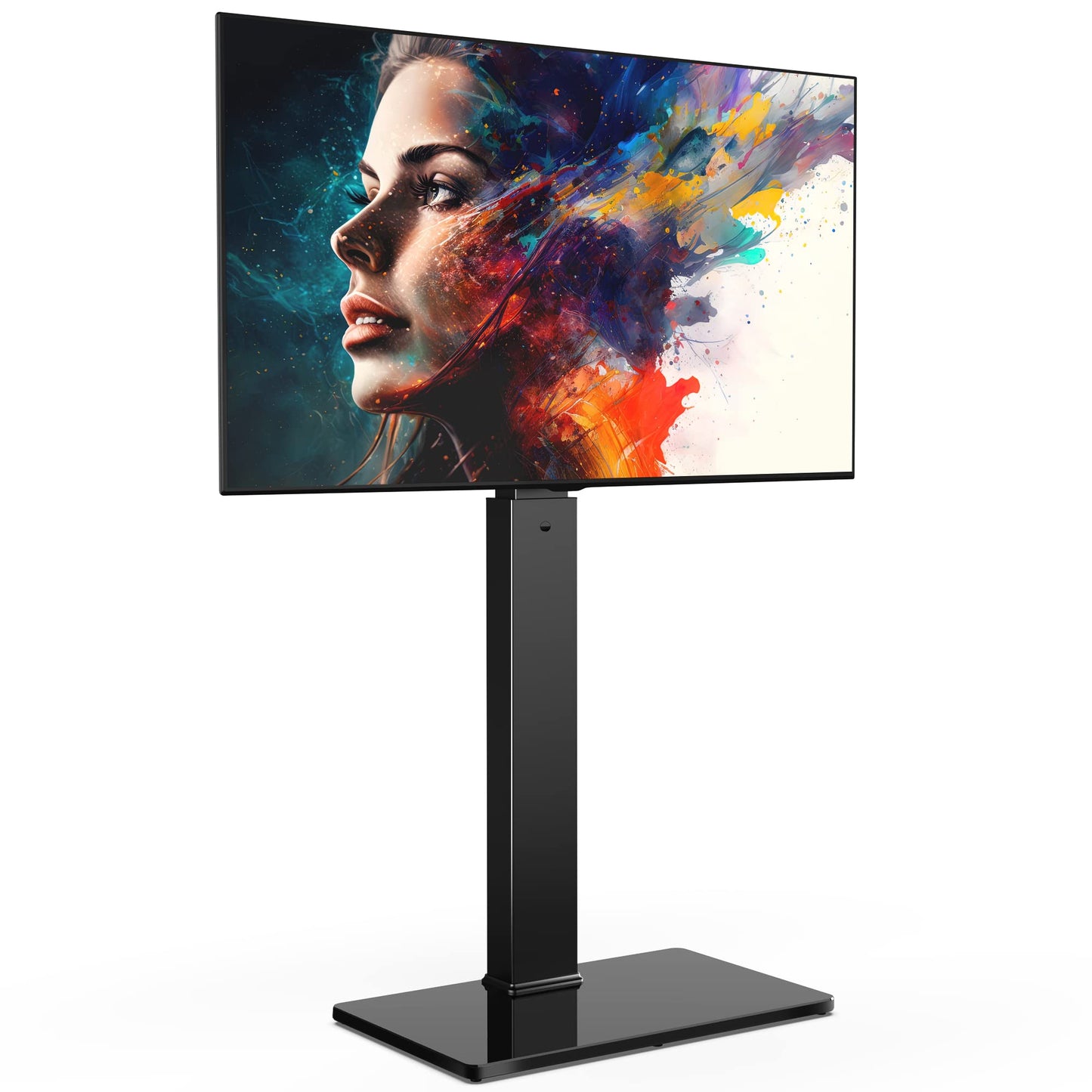 FITUEYES Swivel Floor TV Stand with Mount for TVs 37 43 50 55 60 65 70 75 Inch LCD LED Flat/Curved Screens Universal Swivel Televisions TV Mount Stand for Bedroom Living Room Black Tempered Glass Base