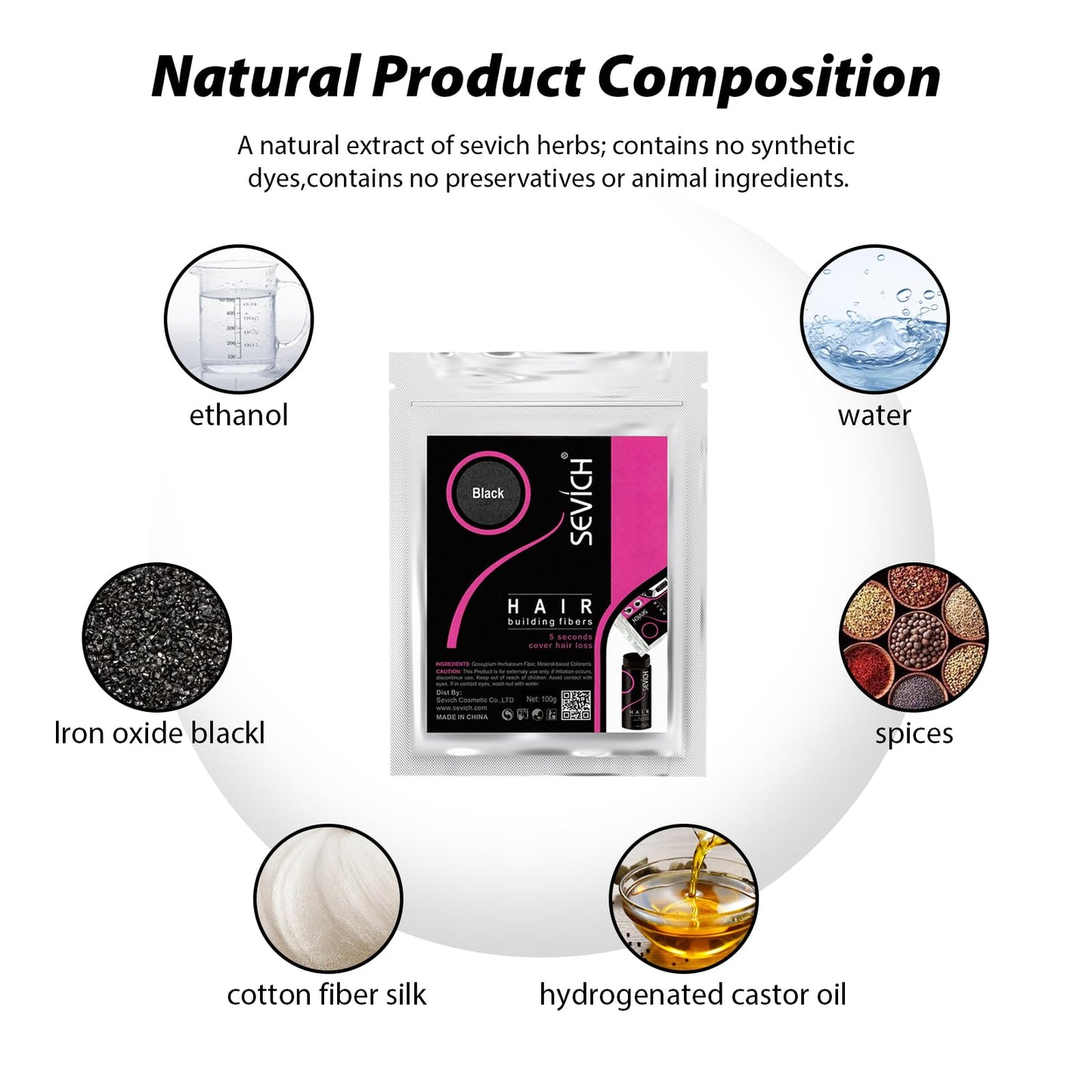 SEVICH Hair Fibers Refill 100g - Compatible with Most Brand Bottles | Hair Building Fibers for Thinning Hair | Instant Thickening Powder for Men & Women | 5-Second Natural Coverage,Dark Brown