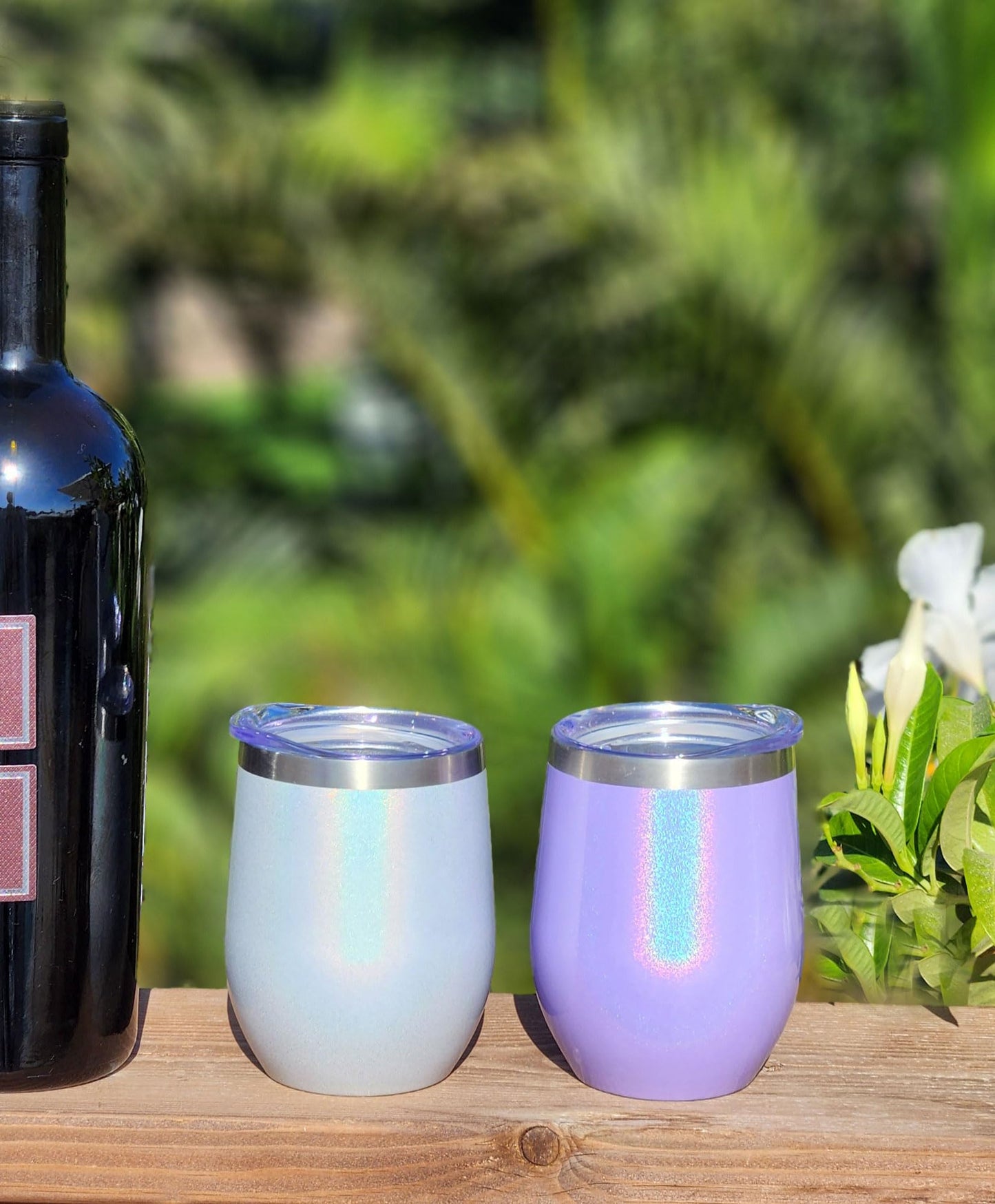 CHILLOUT LIFE 12 oz Stainless Steel Tumbler with Lid - Wine Tumbler Double Wall Vacuum Insulated Travel Tumbler Cup for Coffee, Wine, Cocktails, Ice Cream - Purple Sparkle