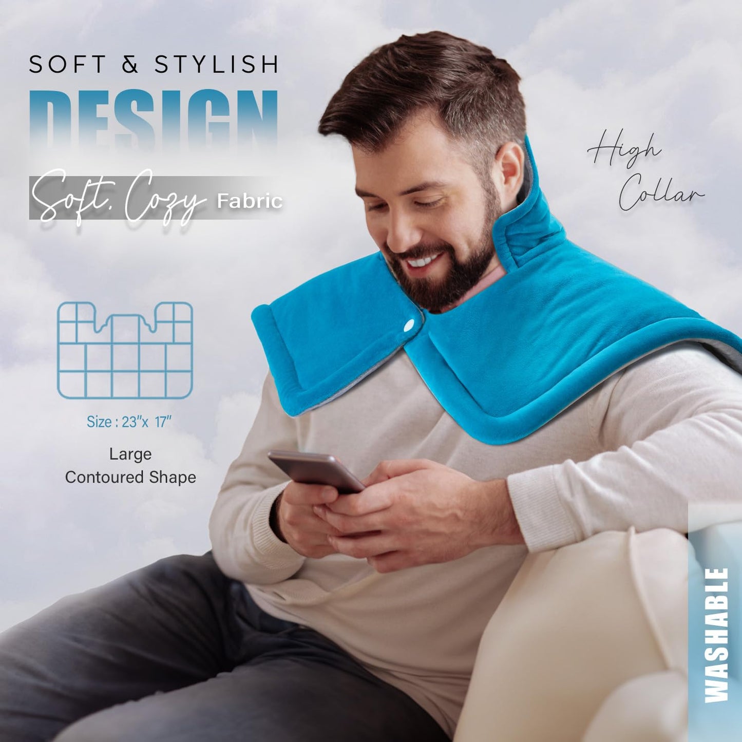 Weighted Neck & Shoulder Heating Pad for Pain Relief | Father’s Day Gift for Dad Husband from Daughter Son Wife, Birthday Gifts for Dad Men Women Mom | 6 Heat Settings, 2H Auto‑Off | Home & Office Use